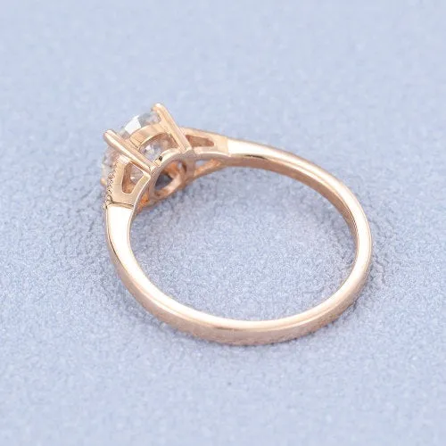 0.9ct Round Cut Rose Gold Man Made Diamond Engagement Ring Wedding Ring Brilliant Cut Diamond Simulants Women Bridal Ring Anniversary Gift