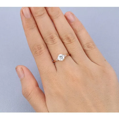0.9ct Round Cut Rose Gold Man Made Diamond Engagement Ring Wedding Ring Brilliant Cut Diamond Simulants Women Bridal Ring Anniversary Gift