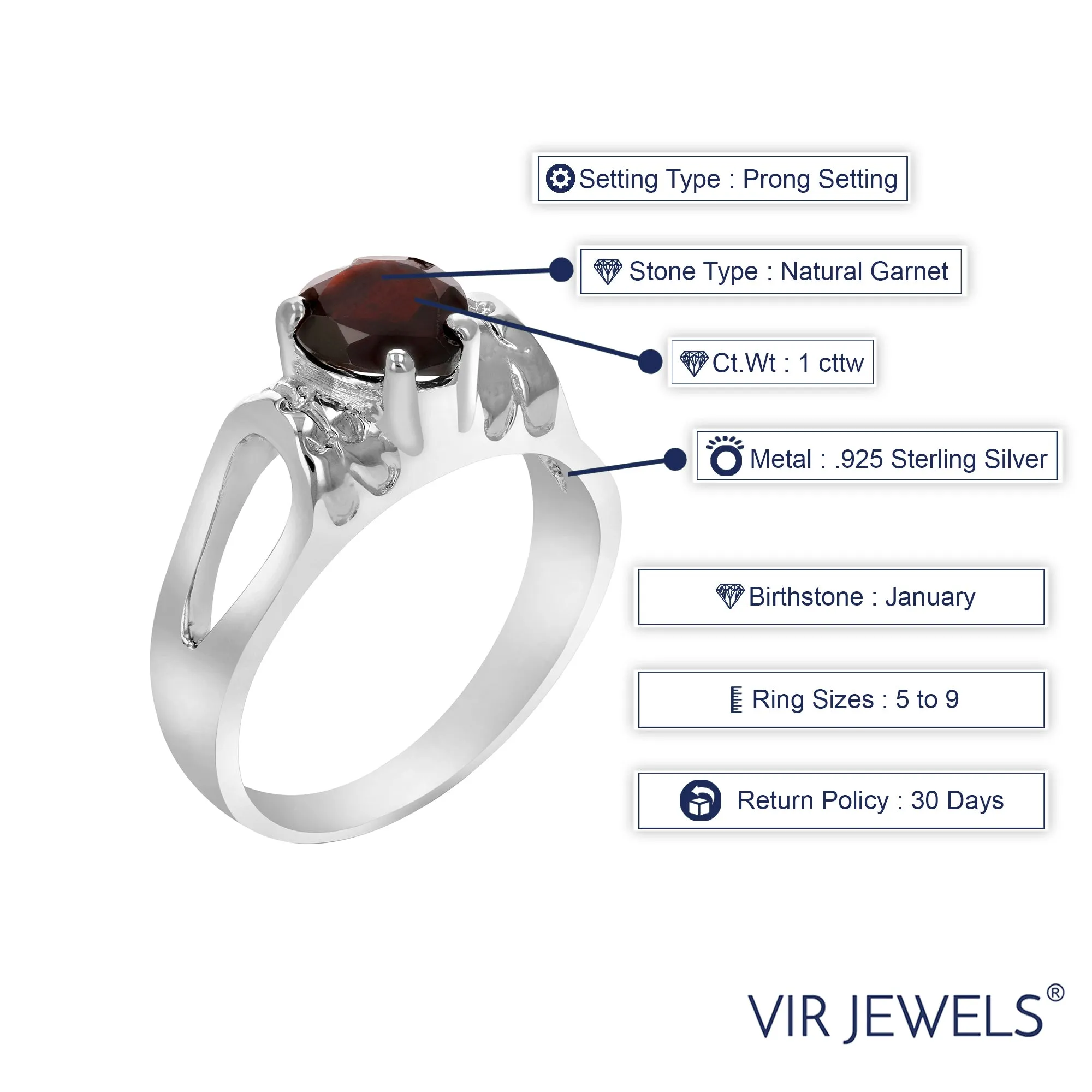 1 cttw Heart Shape Garnet Ring in .925 Sterling Silver with Rhodium Plating