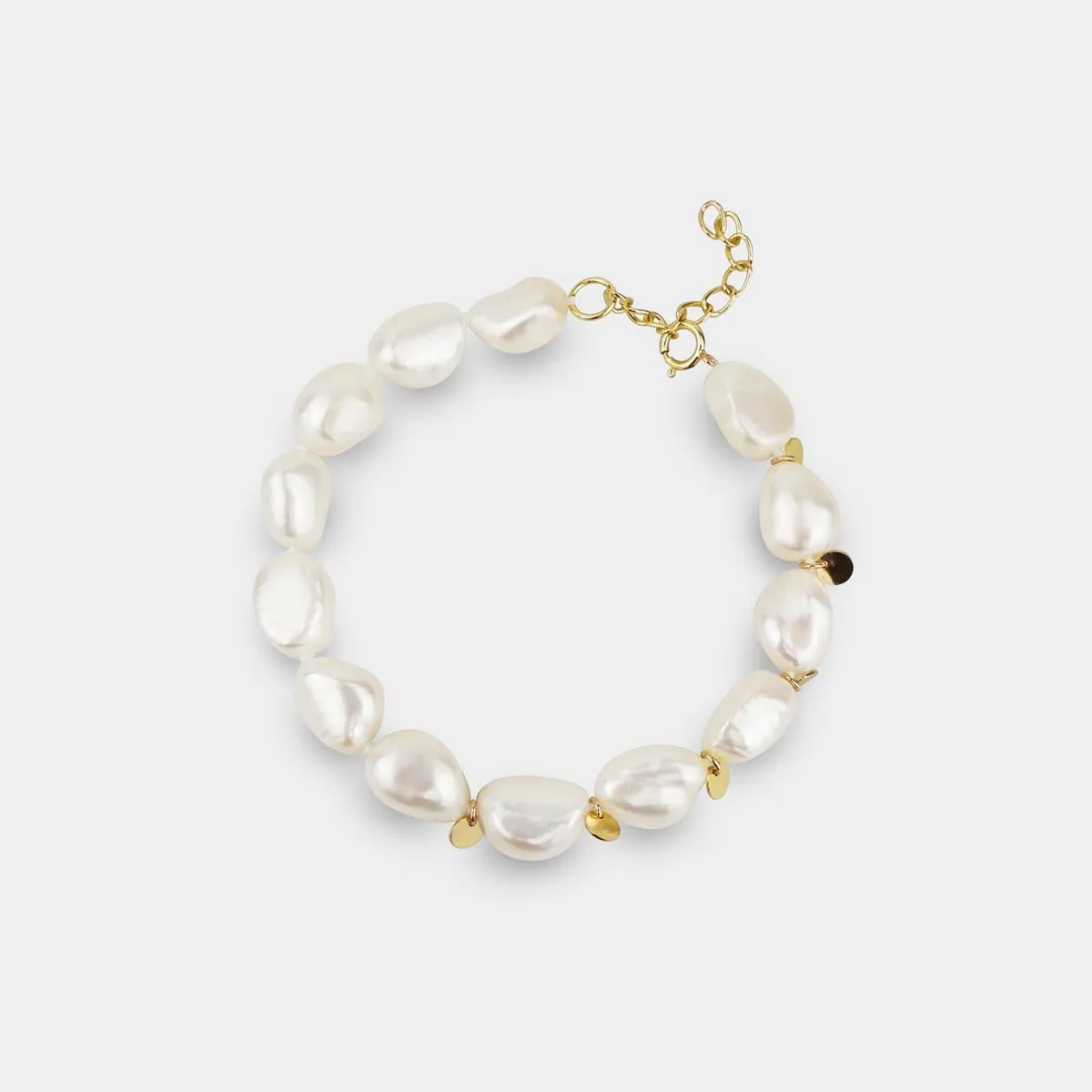 10 MM White Baroque Pearl Bracelet Minimal Jewelry