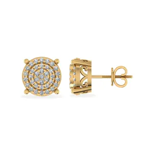 10K Yellow Gold Round Diamond Round Studs Designer Stud Earrings 1/6 Cttw