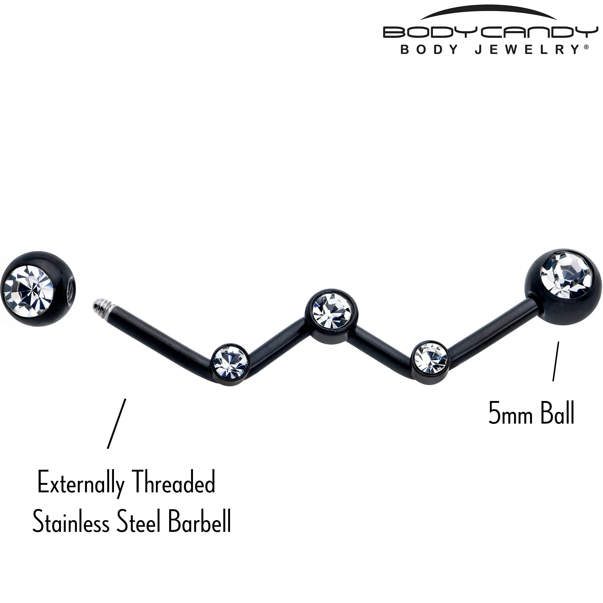 14 Gauge Clear Gem Black Constellation Style Project Bar 32mm