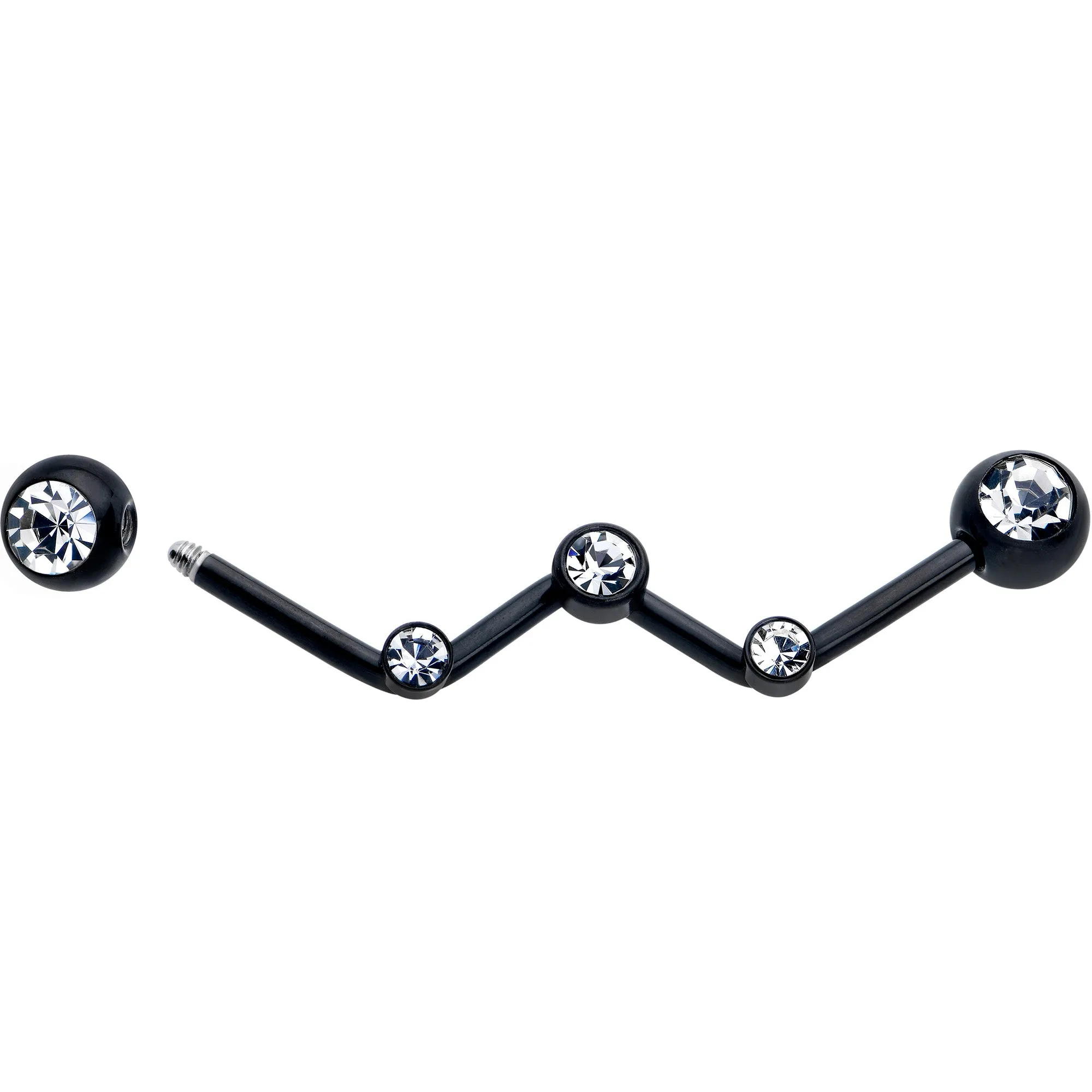 14 Gauge Clear Gem Black Constellation Style Project Bar 32mm
