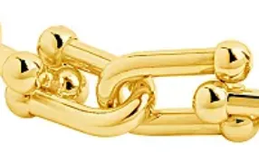 14K Gold Plated sleek U Link Rojo 8" Bracelet