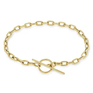 14k Medium Square Oval Link Chain Toggle Bracelet