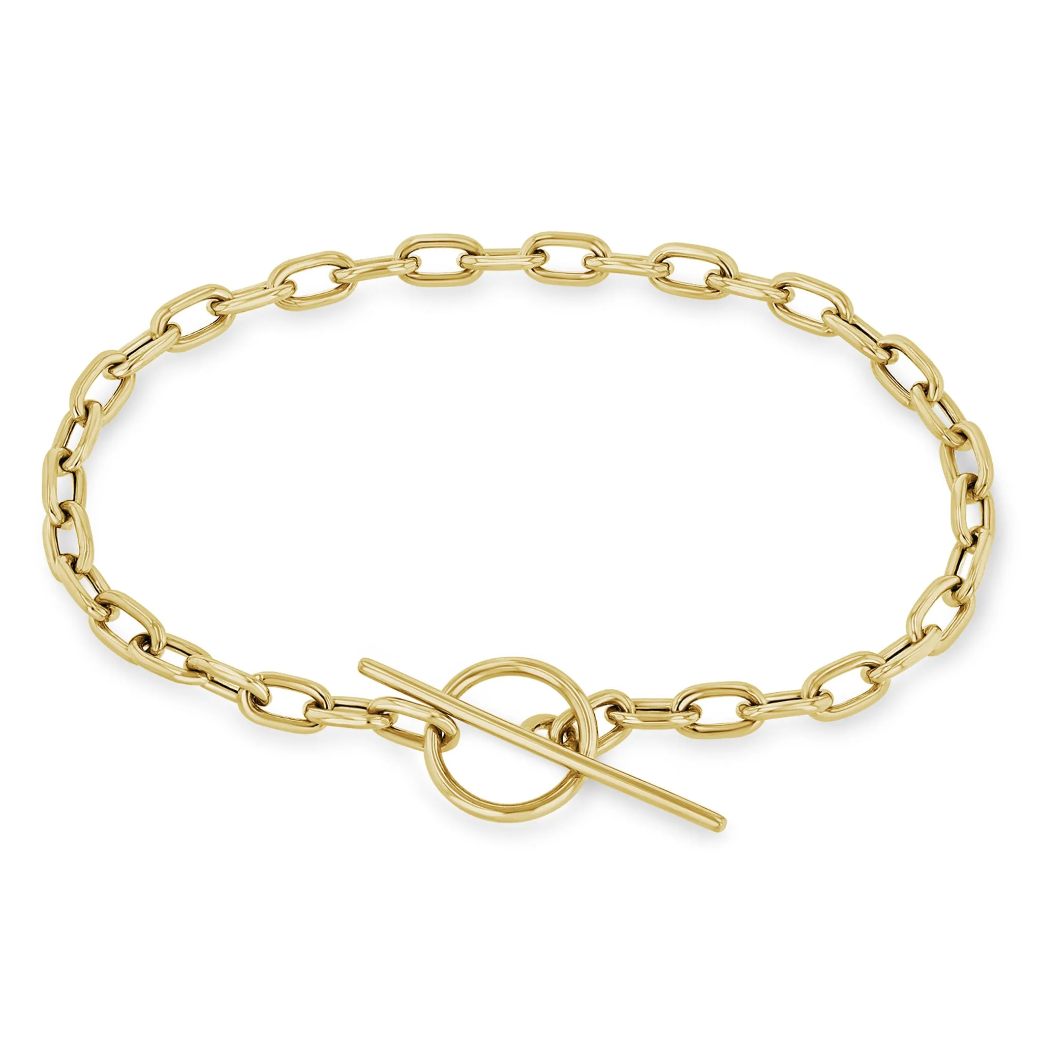 14k Medium Square Oval Link Chain Toggle Bracelet