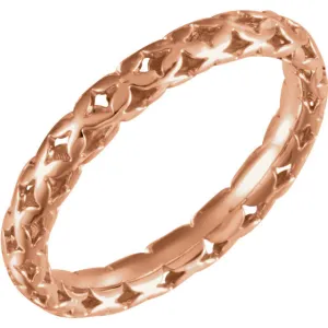 14k Rose Gold 3mm Pierced Style Ring, Size 7