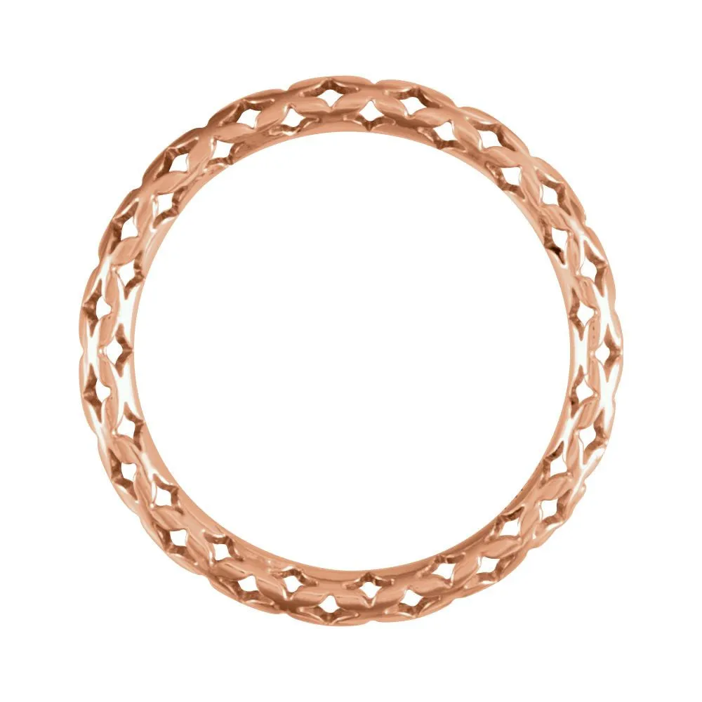14k Rose Gold 3mm Pierced Style Ring, Size 7