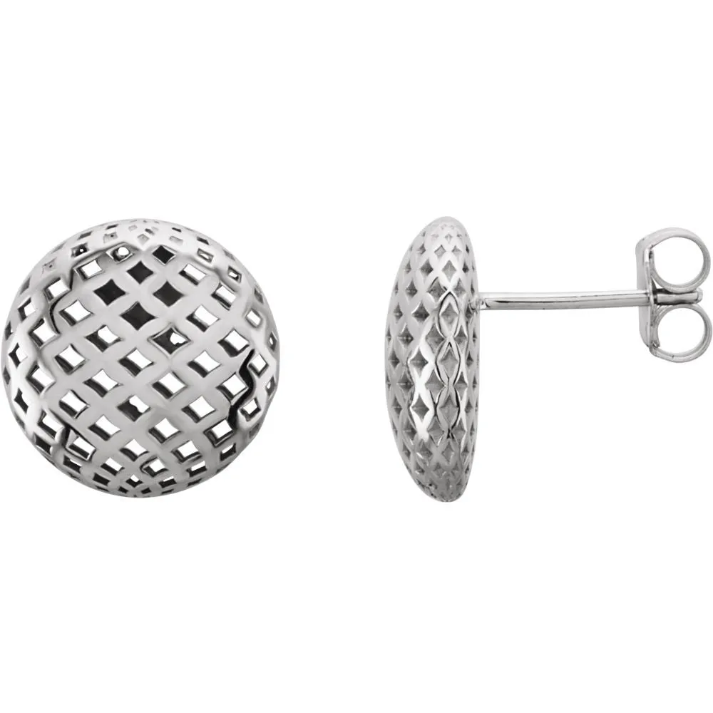14k White Gold 11.9mm Pierced-Style Earrings