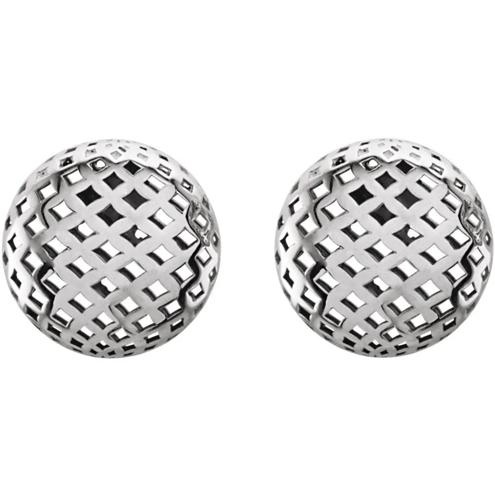 14k White Gold 11.9mm Pierced-Style Earrings