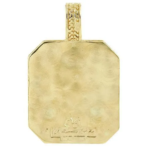14K Yellow Solid Gold Mens Diamond Custom Made Anchor Dog Tag Pendant 1.50 Ctw