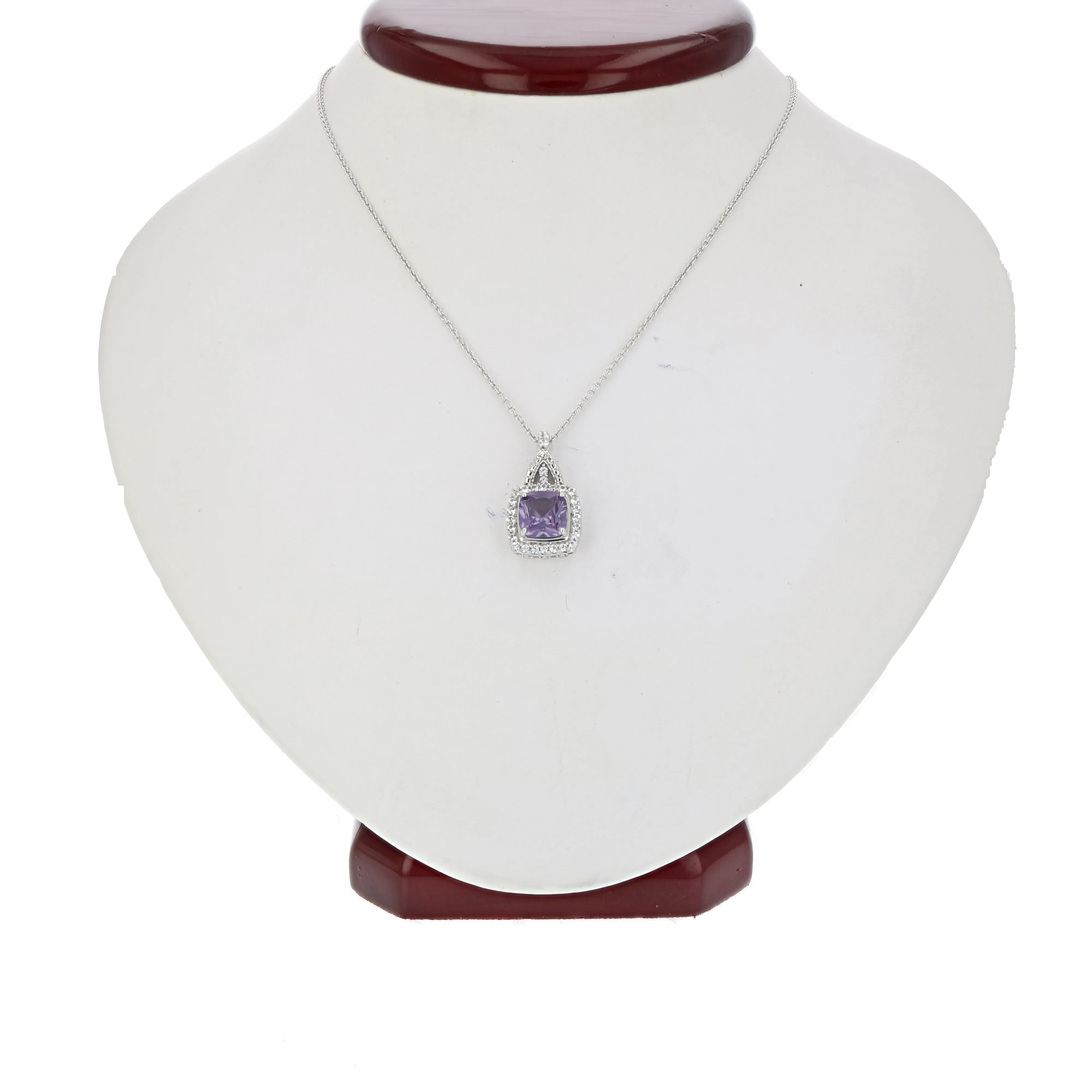 1.50 cttw Cushion Created Alexandrite Pendant .925 Sterling Silver with Chain