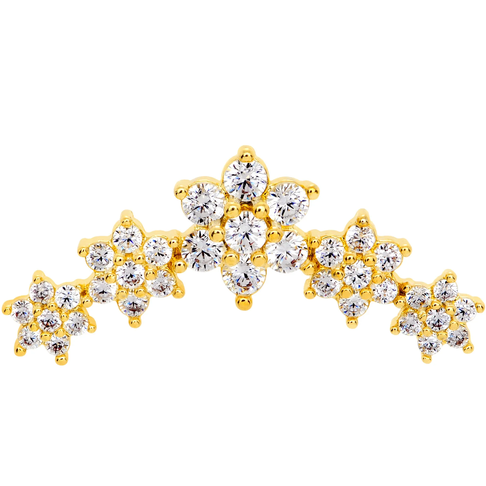 16 Gauge 1/4 Clear CZ Gem Gold Tone Floral Internal Thread Labret