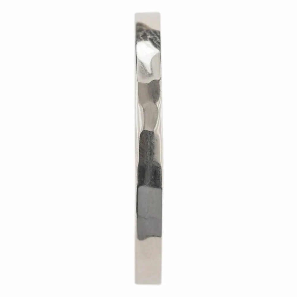 1.7mm Square 14k White Gold Wedding Band, Hammered Polished