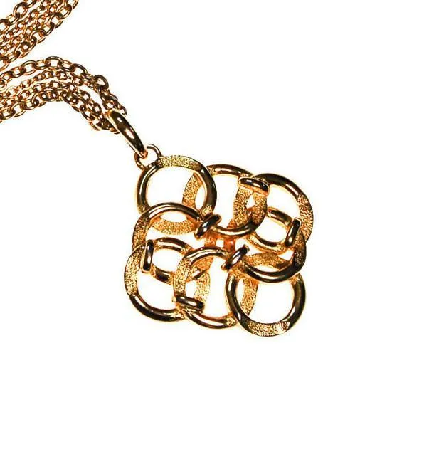 1970s Love Knot Medallion Pendant Statement Necklace