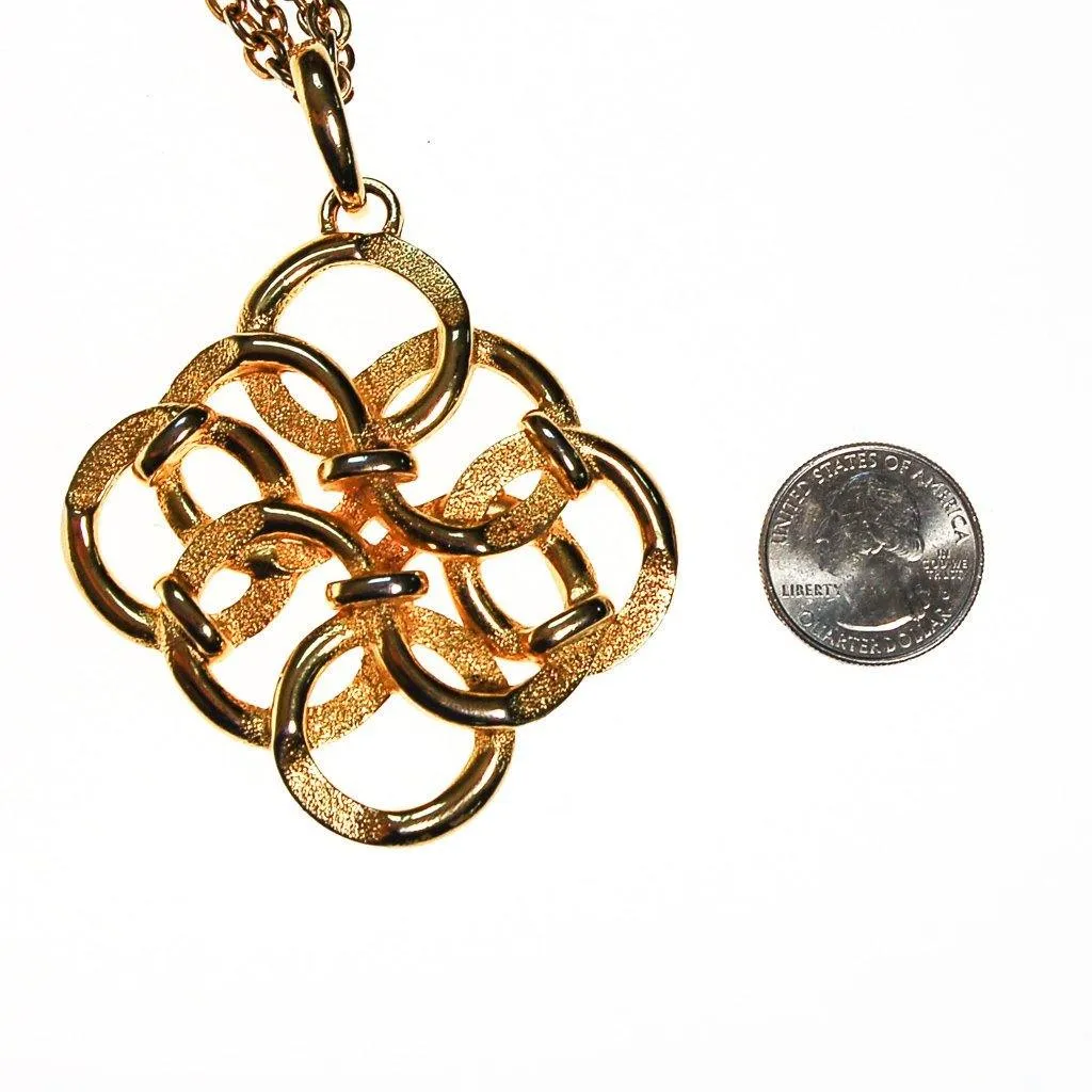 1970s Love Knot Medallion Pendant Statement Necklace