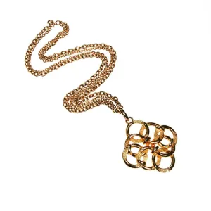 1970s Love Knot Medallion Pendant Statement Necklace