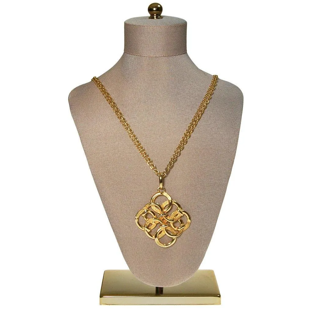 1970s Love Knot Medallion Pendant Statement Necklace