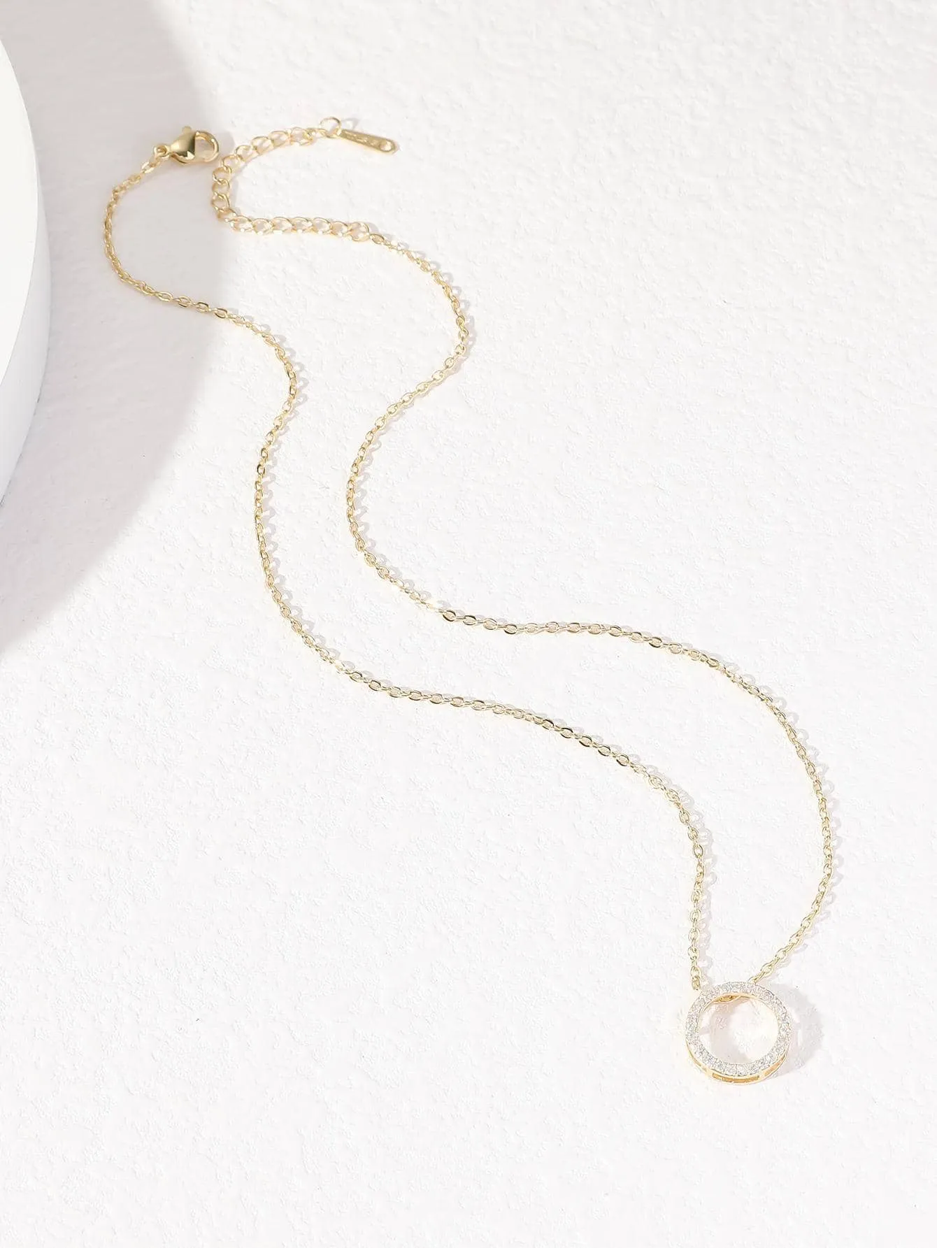 1pc Glamorous Cubic Zirconia Circle Pendant Necklace - Gold- FD ⚡