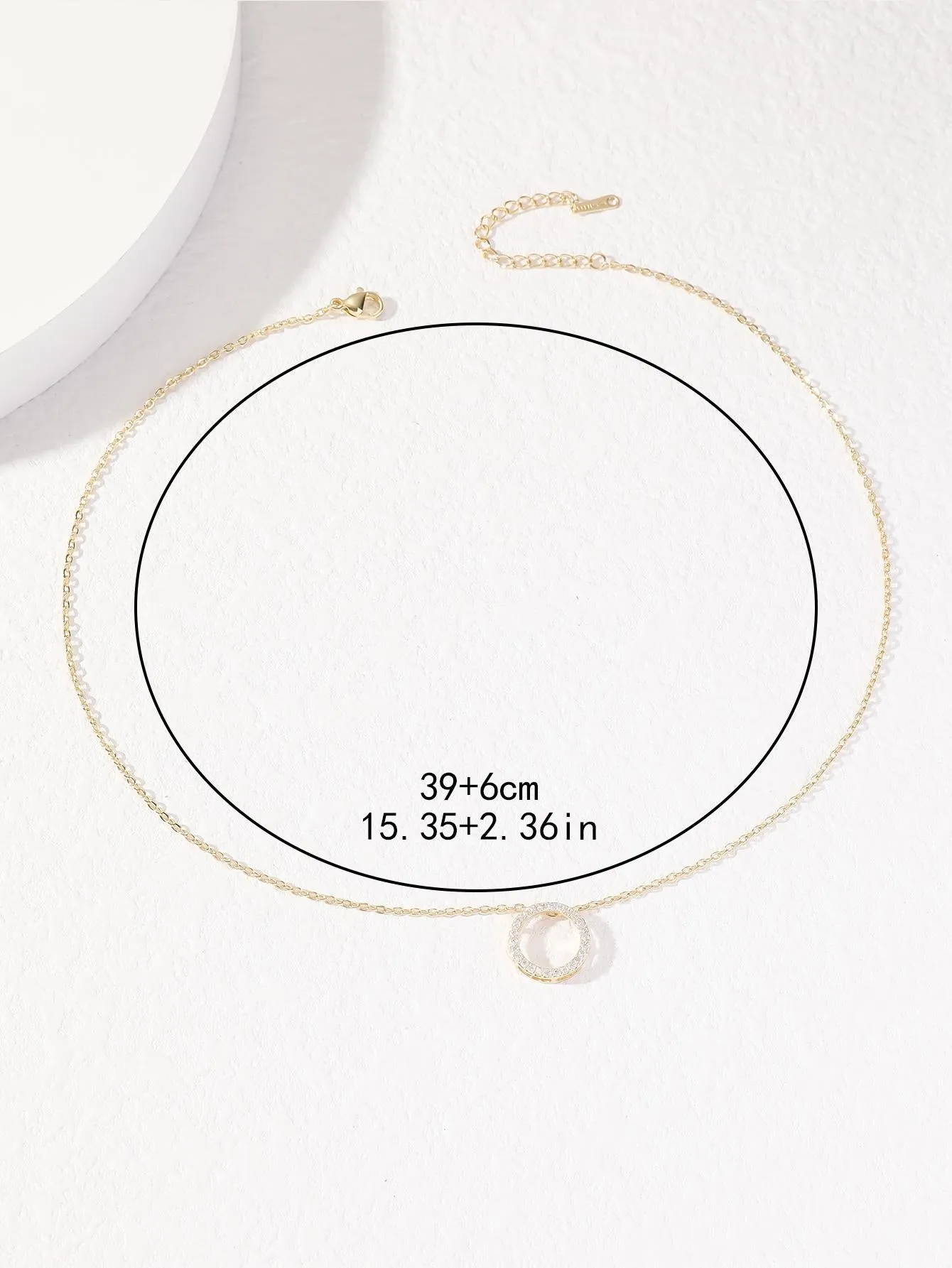 1pc Glamorous Cubic Zirconia Circle Pendant Necklace - Gold- FD ⚡