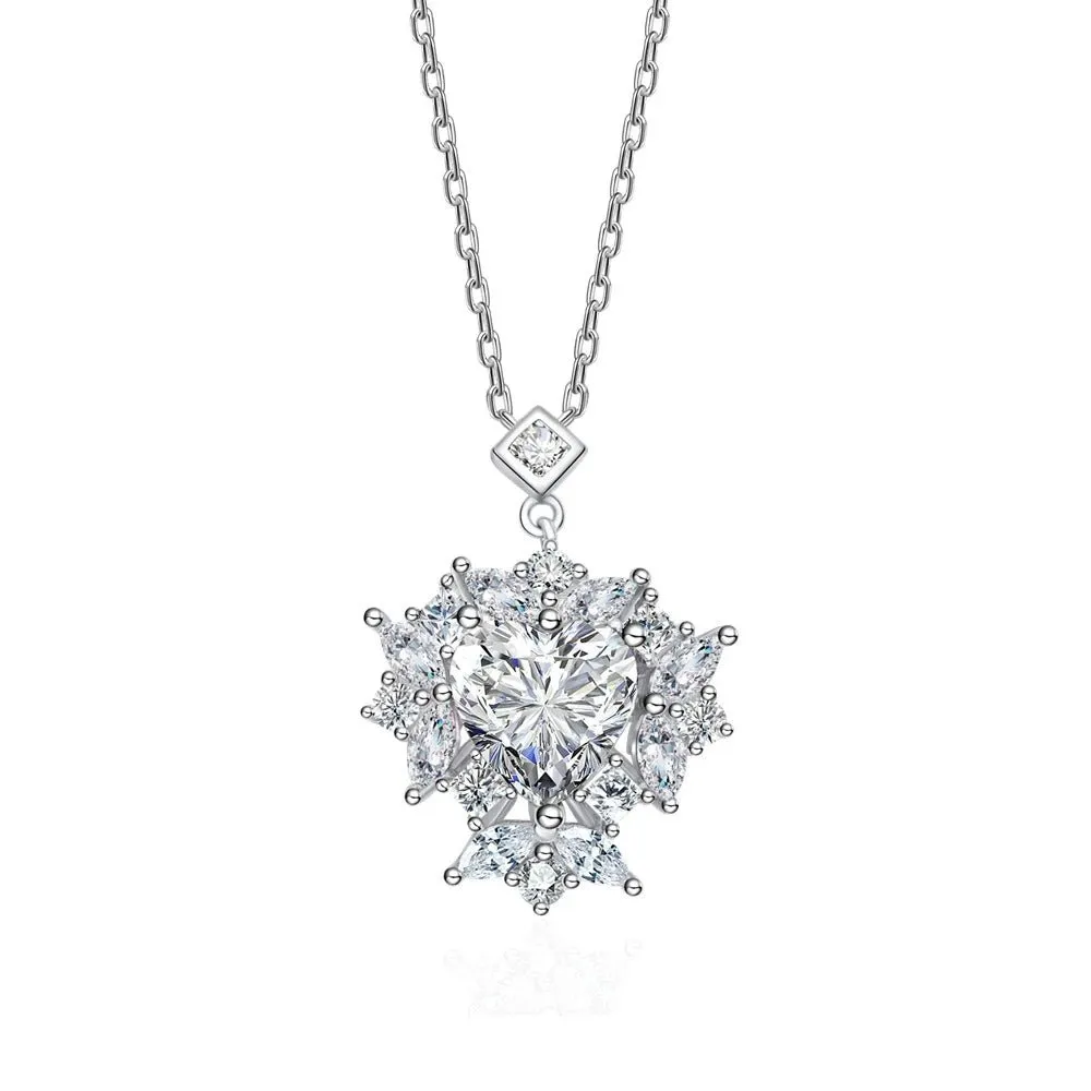 2.0 Ct Heart Cut Diamond Pendant Necklace