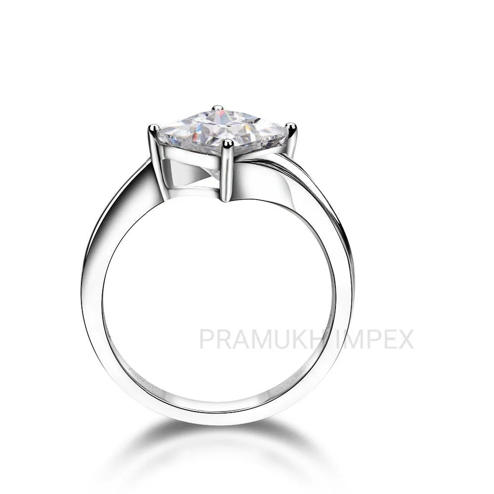 2.0CT Princes shape 14k White Gold Moissanite Engagement Ring  wedding ring vintage simple unique anniversary gifts for her stackable ring