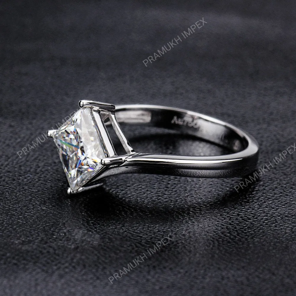 2.0CT Princes shape 14k White Gold Moissanite Engagement Ring  wedding ring vintage simple unique anniversary gifts for her stackable ring