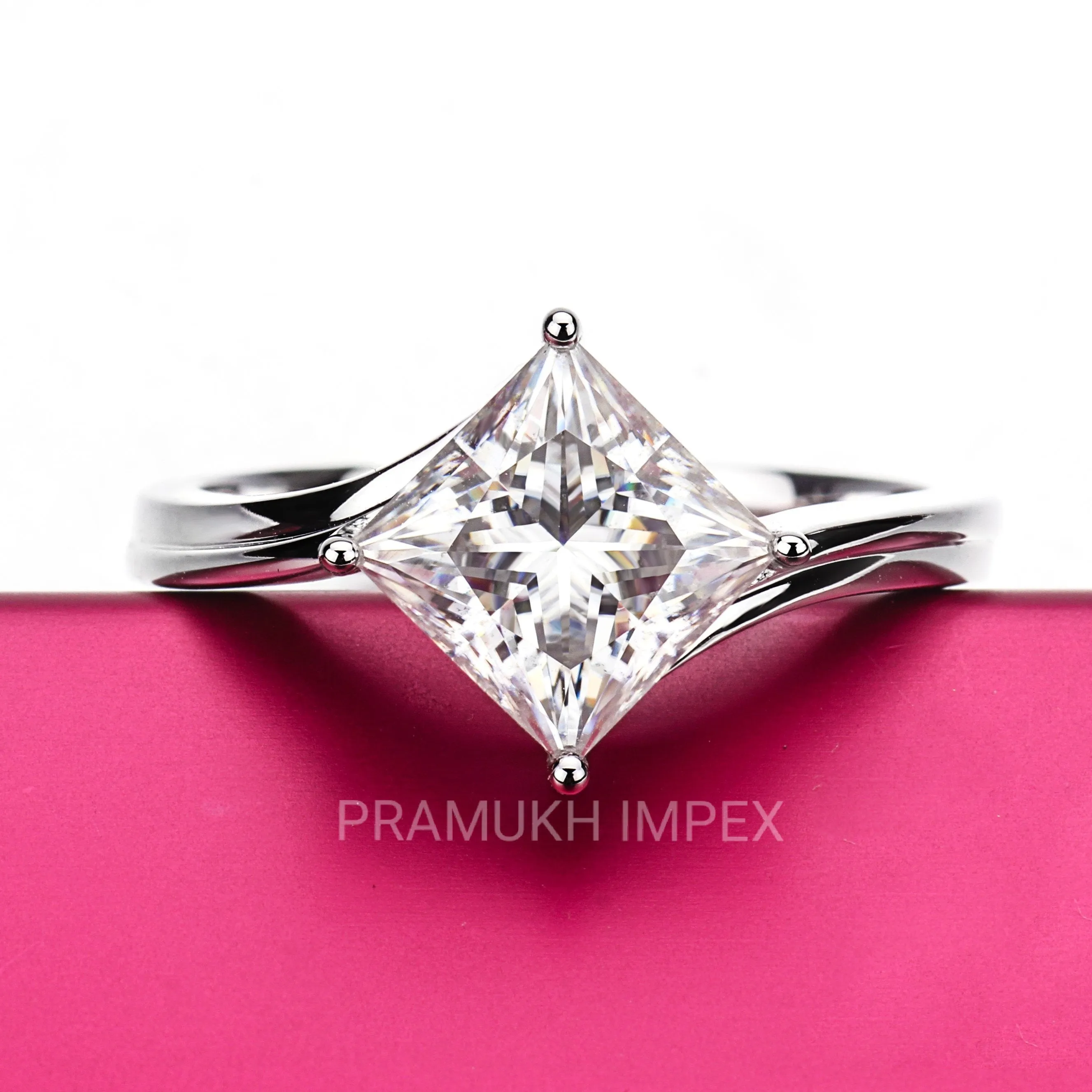 2.0CT Princes shape 14k White Gold Moissanite Engagement Ring  wedding ring vintage simple unique anniversary gifts for her stackable ring