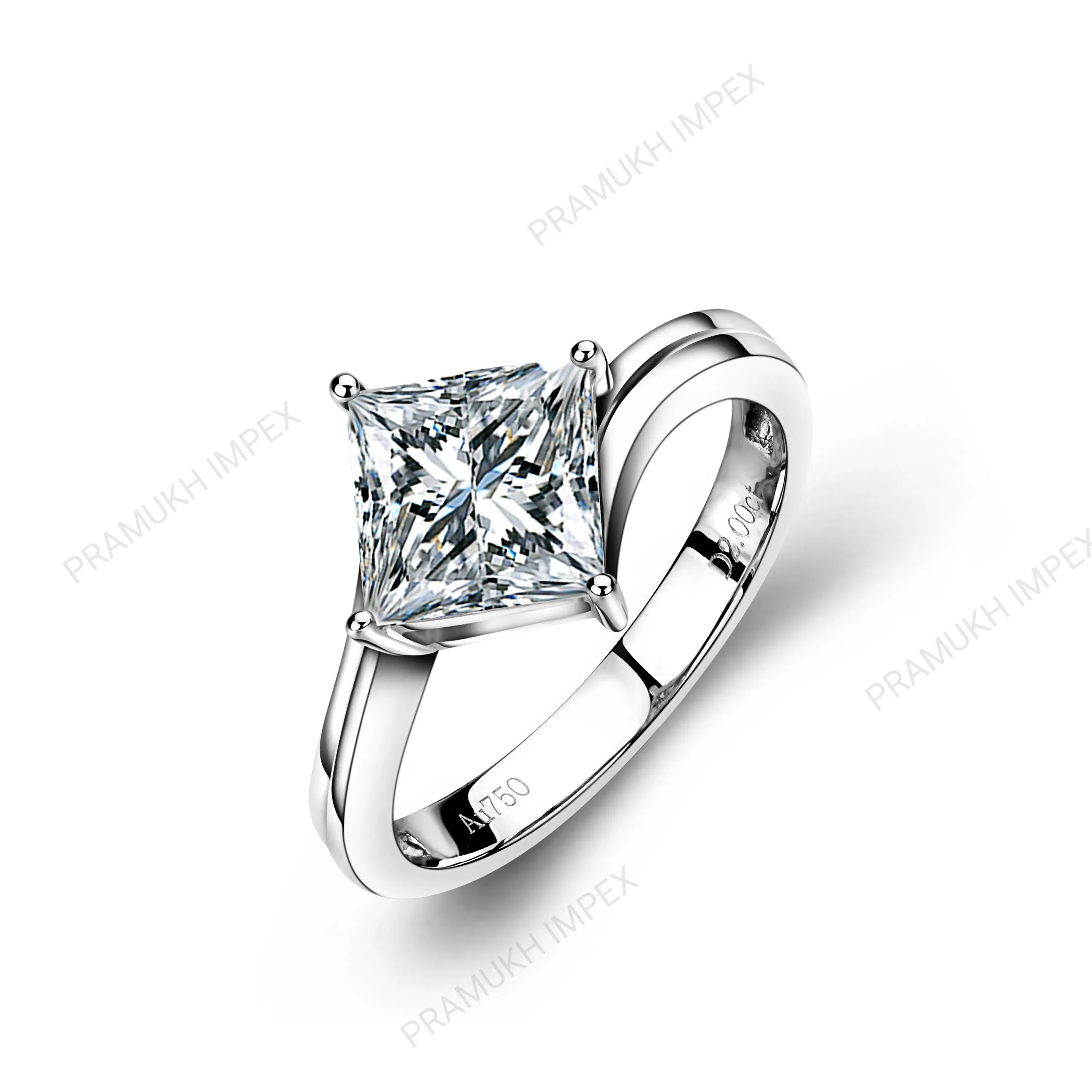 2.0CT Princes shape 14k White Gold Moissanite Engagement Ring  wedding ring vintage simple unique anniversary gifts for her stackable ring