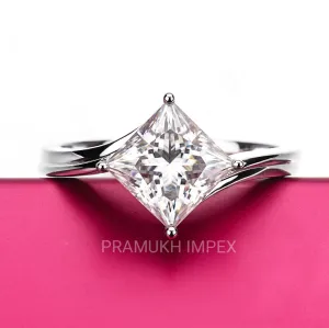 2.0CT Princes shape 14k White Gold Moissanite Engagement Ring  wedding ring vintage simple unique anniversary gifts for her stackable ring