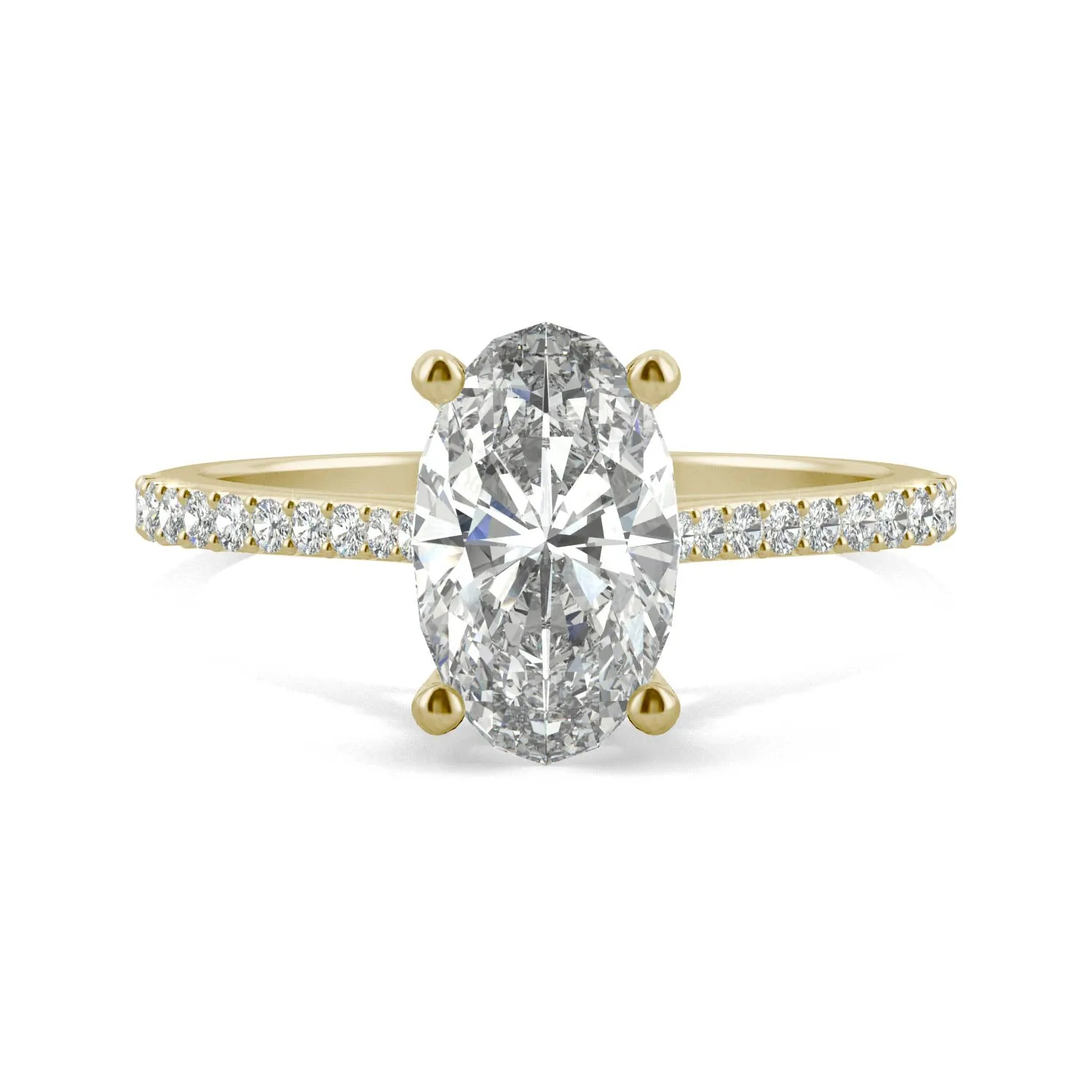 2.49 CTW DEW Elongated Oval Moissanite Engagement Ring in 14K Yellow Gold