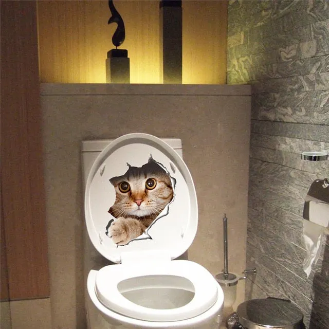 2pcs Cat Vivid 3D Smashed Wall Sticker