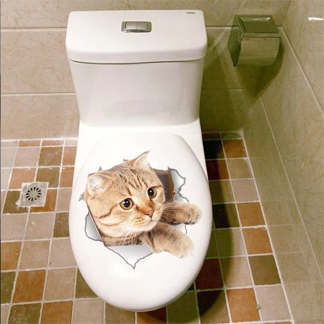 2pcs Cat Vivid 3D Smashed Wall Sticker