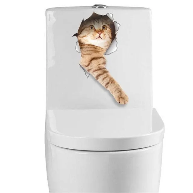 2pcs Cat Vivid 3D Smashed Wall Sticker