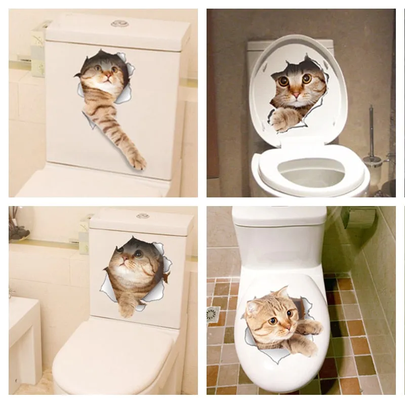 2pcs Cat Vivid 3D Smashed Wall Sticker