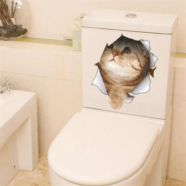 2pcs Cat Vivid 3D Smashed Wall Sticker
