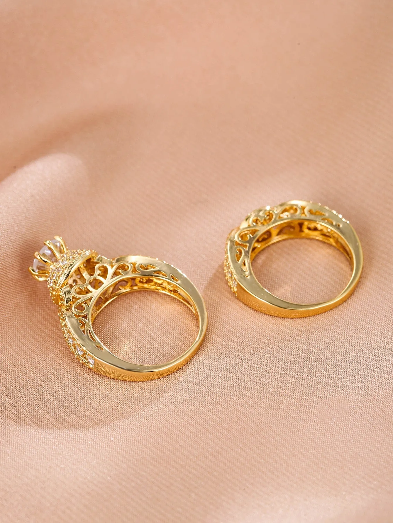 2pcs Zircon Decor Ring - Gold - FD ⚡