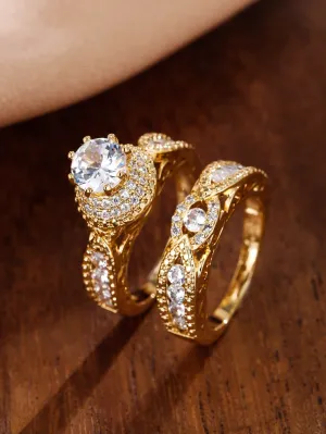 2pcs Zircon Decor Ring - Gold - FD ⚡