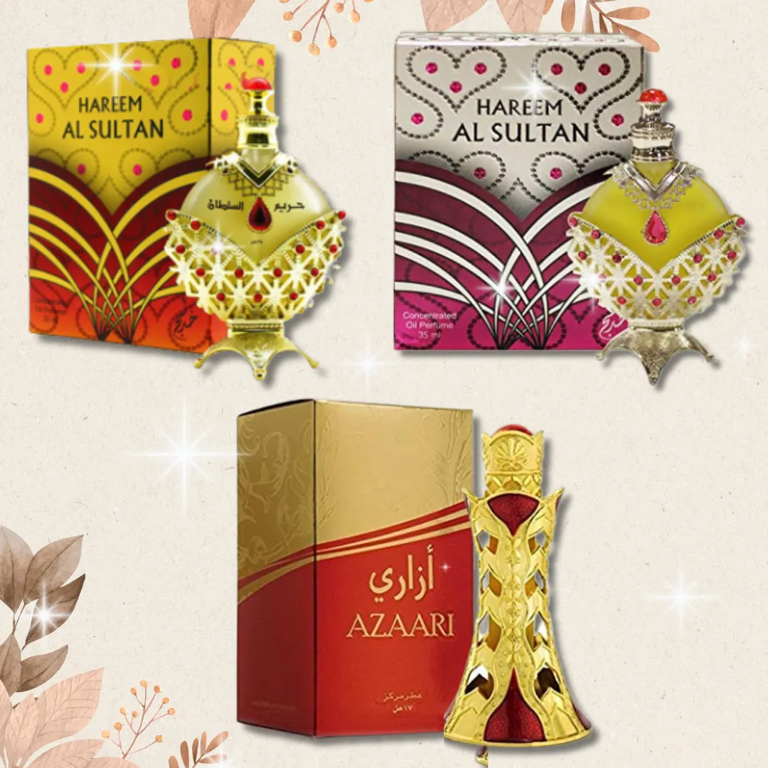 [3 PC BUNDLE] Hareem Al Sultan Gold 35ml / Hareem Al Sultan Silver 35ml / Azaari 17ml