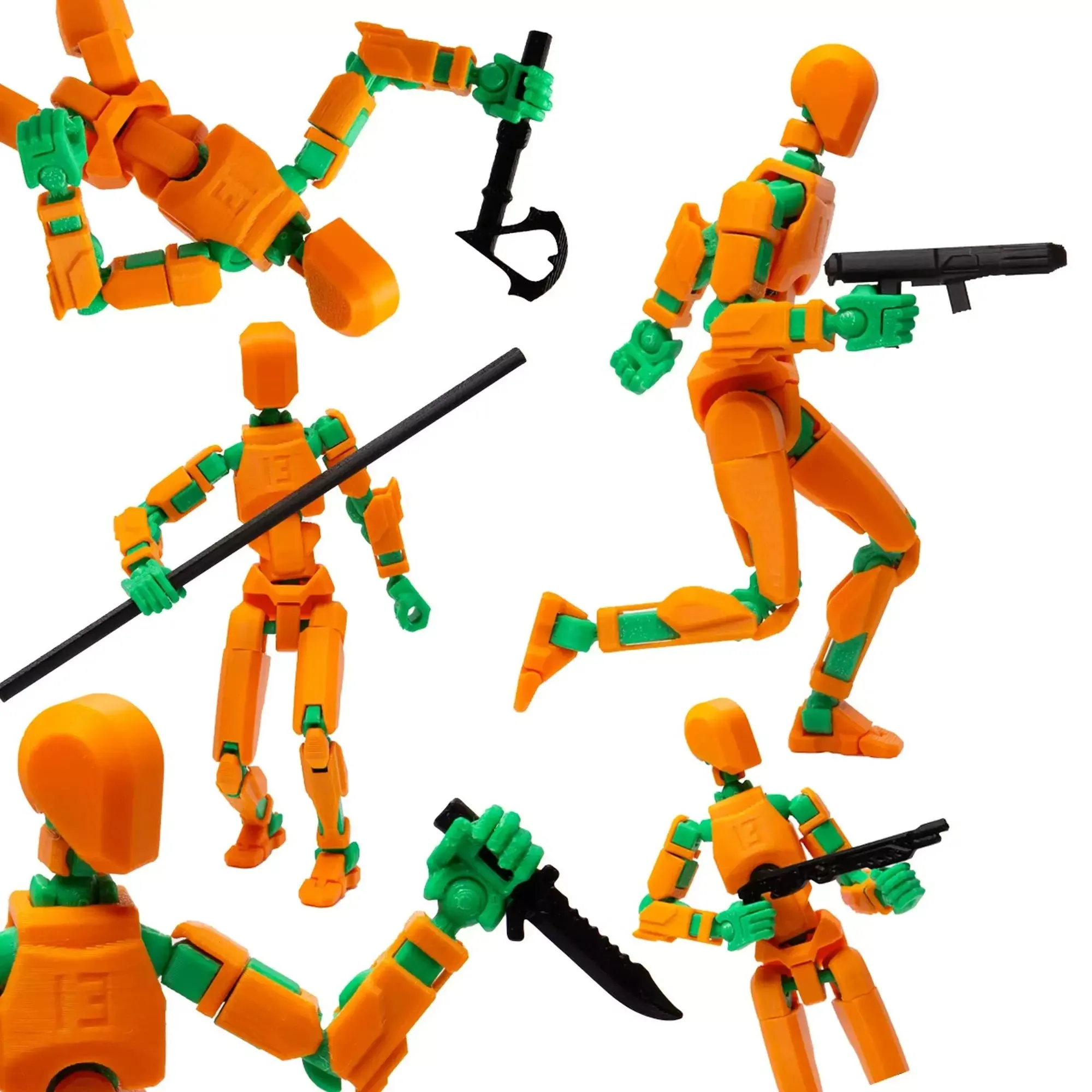 3D Figurină robot R13: Portocaliu-verde