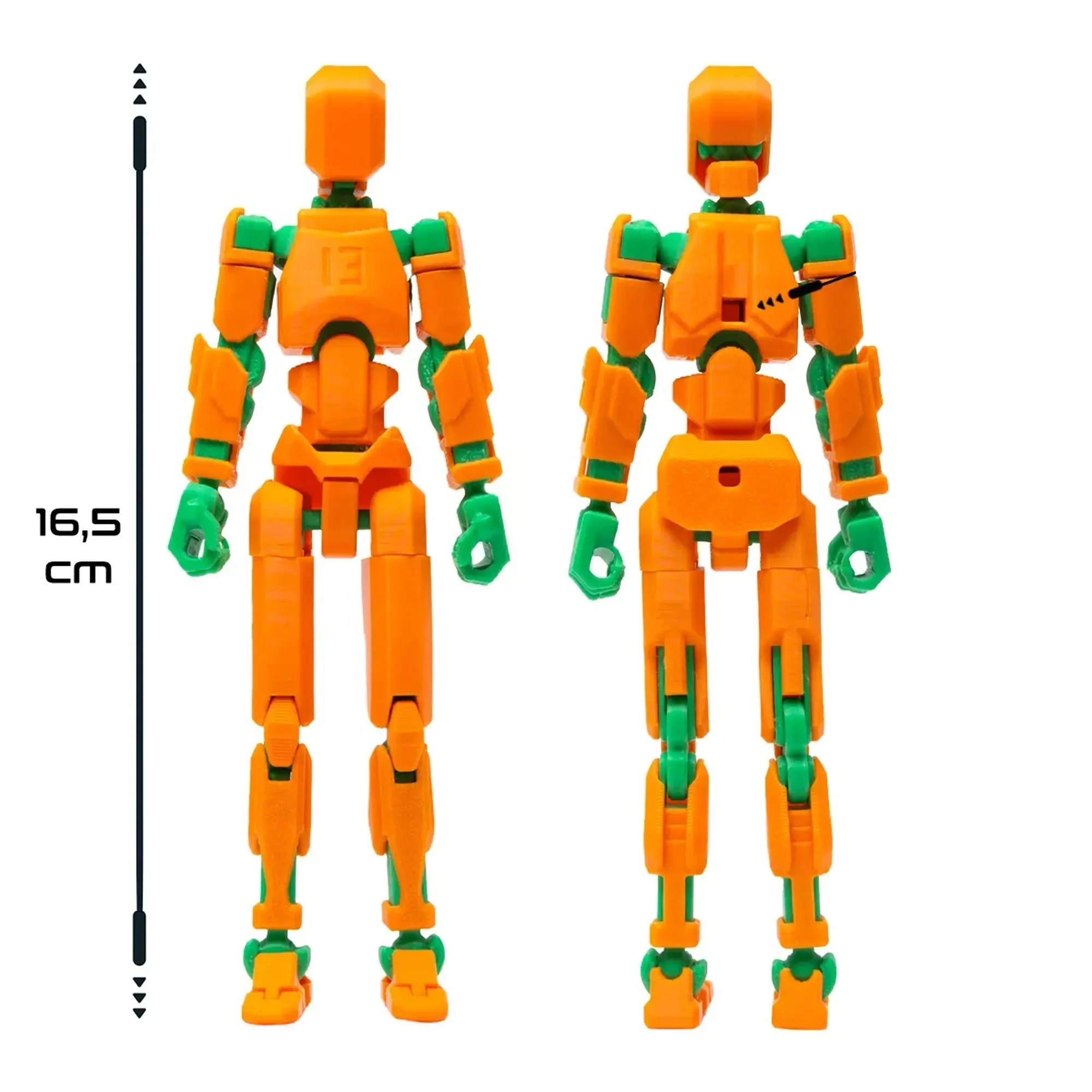 3D Figurină robot R13: Portocaliu-verde