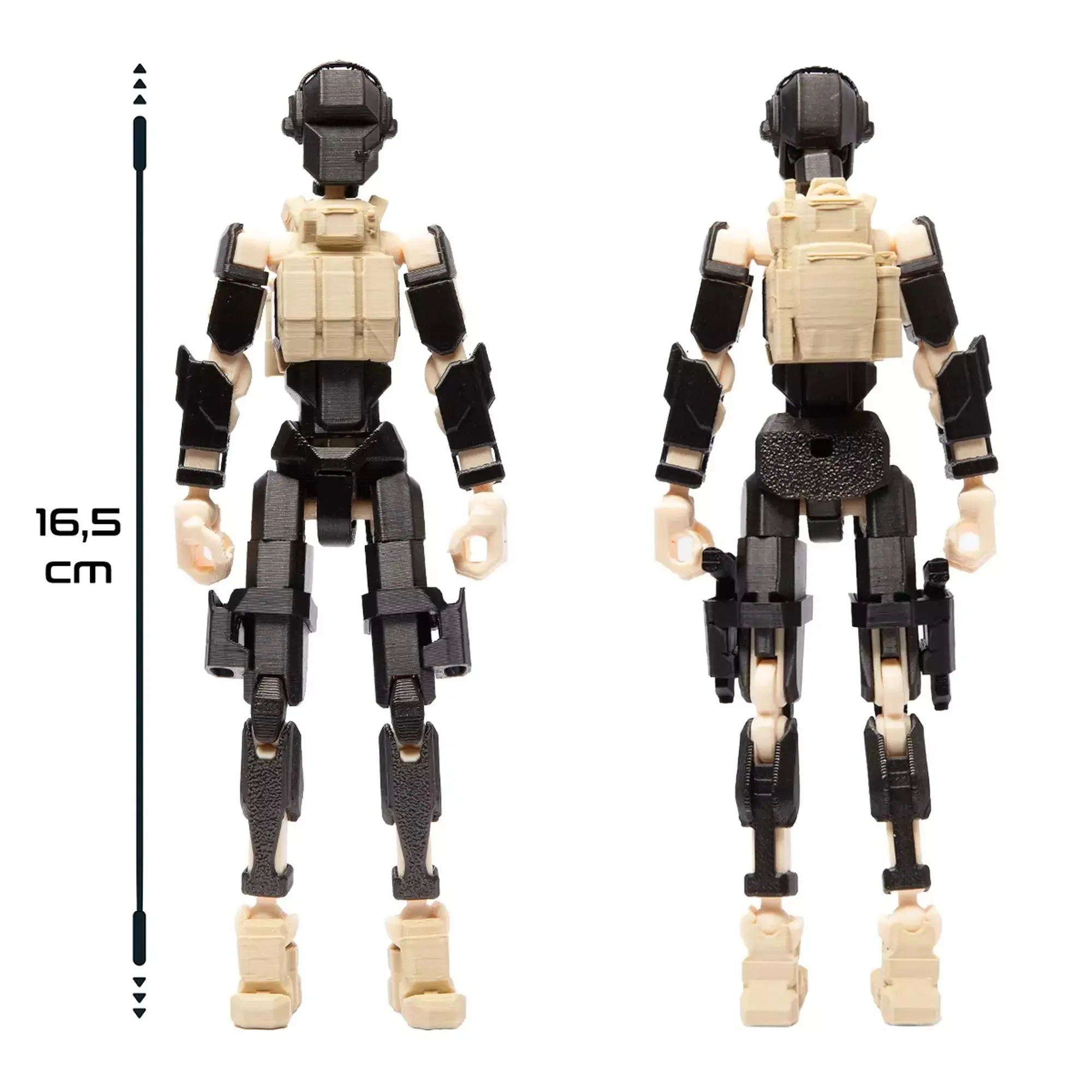 3D Figurină robot R13: tip Comando, negru metalizat-crem