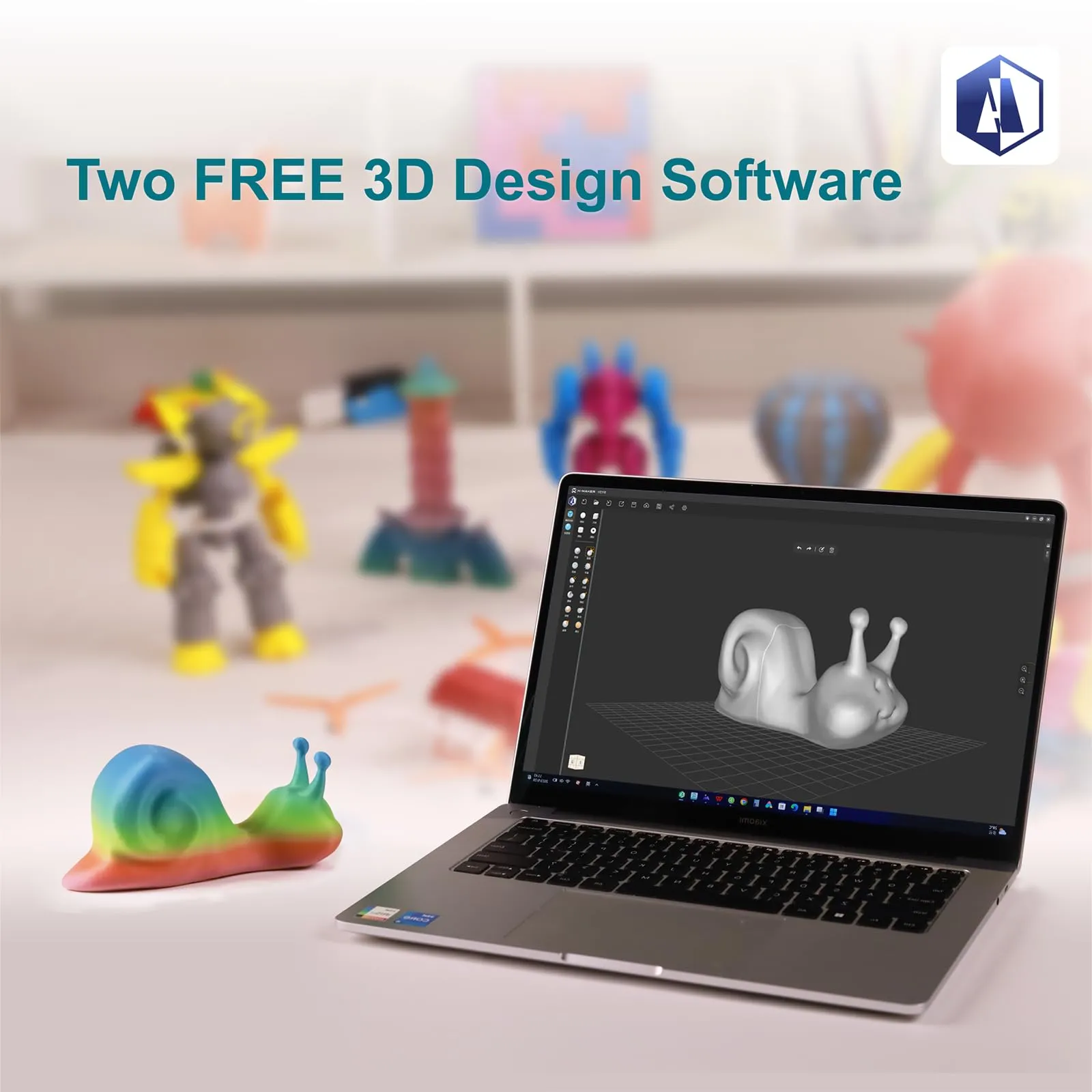 3D Printer for Kids and Beginners, AOSEED X-Maker, Fully Assembled High-Speed 3D Printer with 8 PLA Filament Set, Leveling-Free Bed, Wi-Fi Printing, Silent, High Precision Small 3D Printer with App