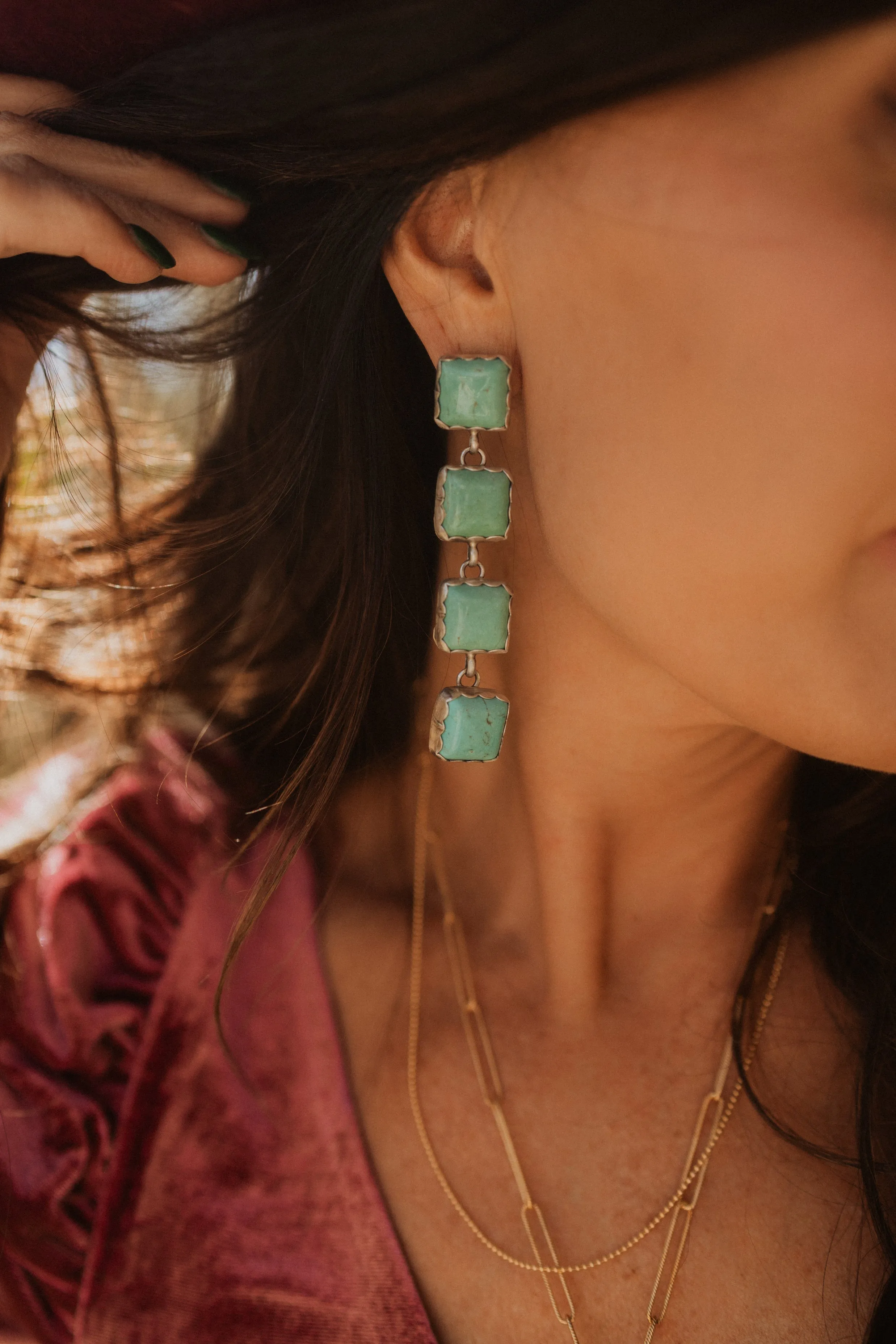 4 Square Earrings | Turquoise - FINAL SALE