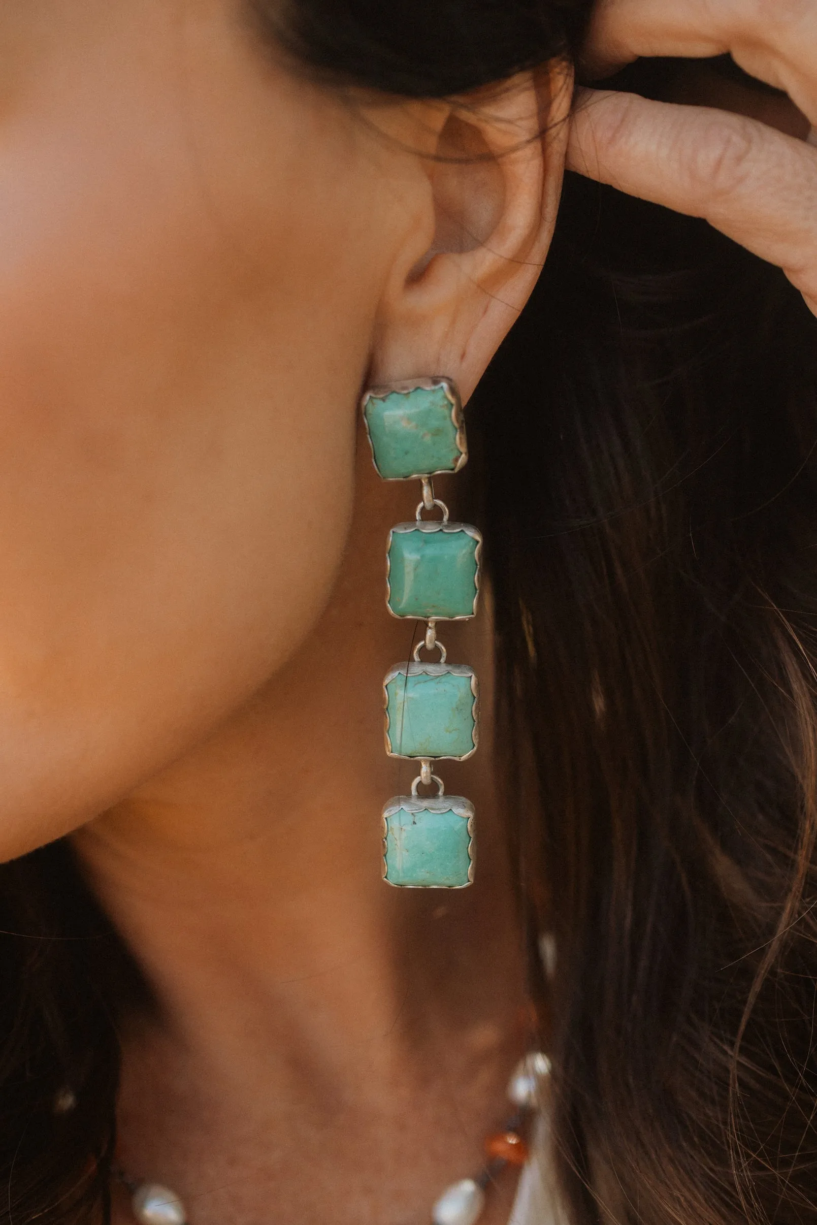 4 Square Earrings | Turquoise - FINAL SALE