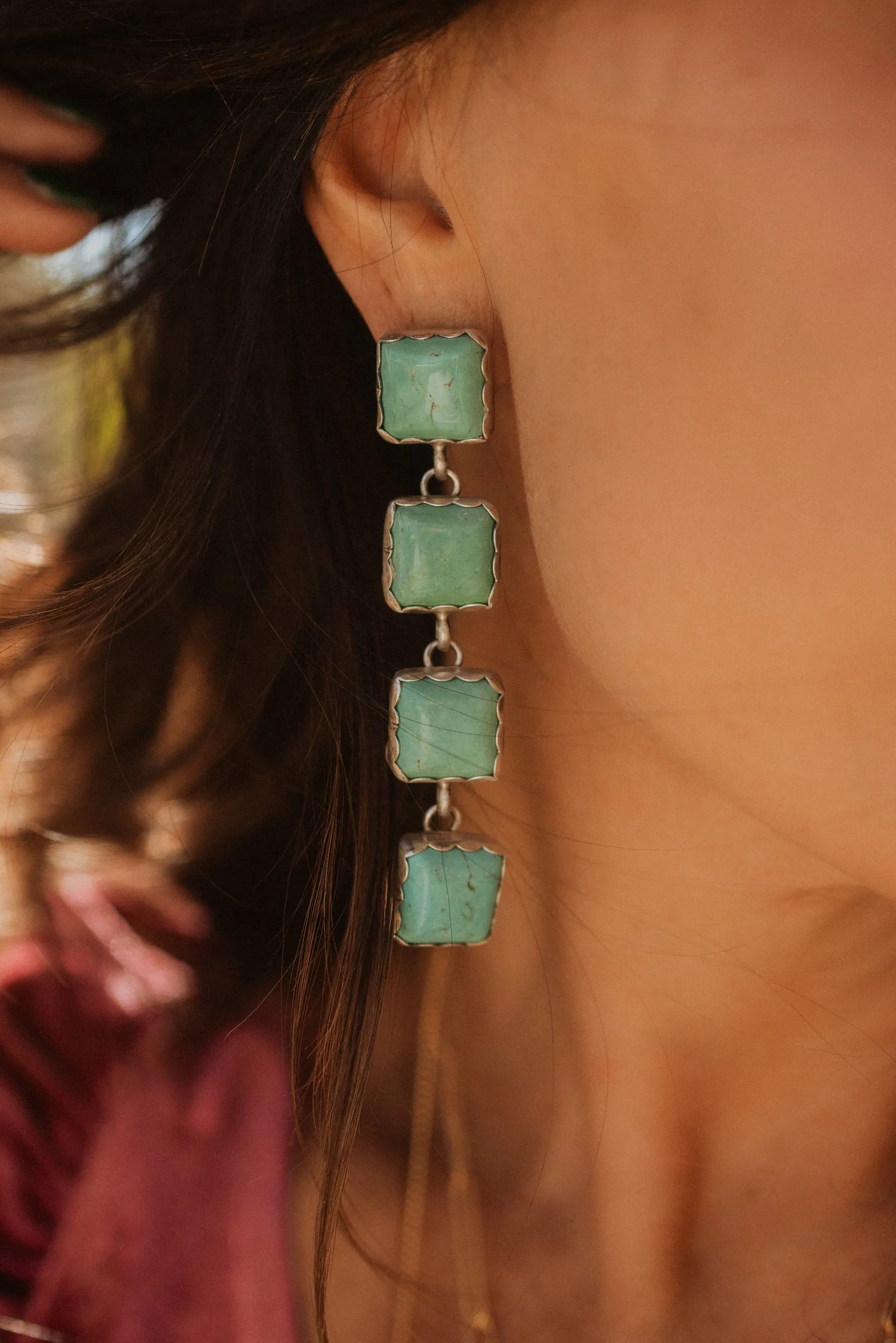 4 Square Earrings | Turquoise - FINAL SALE