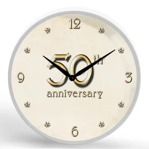 50th Anniversary <br>Round Framed Wall Clock 11.75"