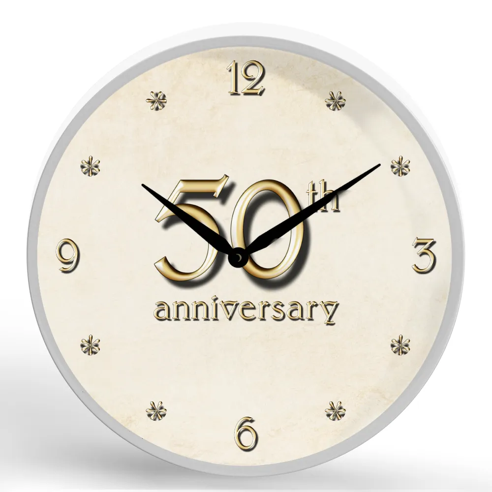 50th Anniversary <br>Round Framed Wall Clock 11.75"