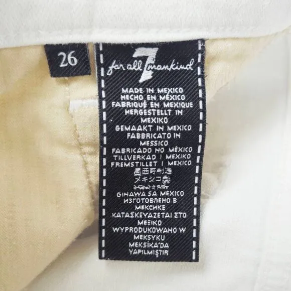 7 FOR ALL MANKIND Luxe Vintage White Josefina Boyfriend Nautical Crop Jeans 26