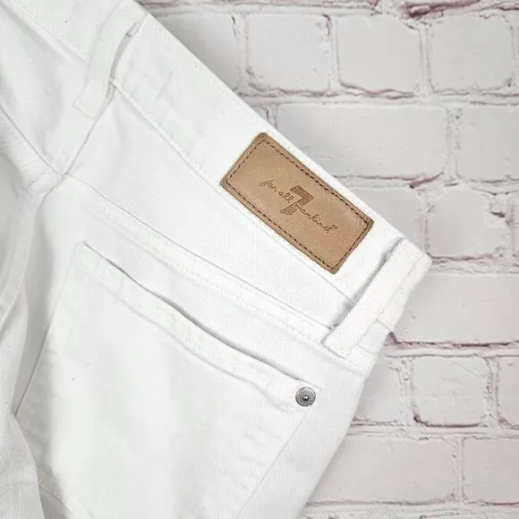 7 FOR ALL MANKIND Luxe Vintage White Josefina Boyfriend Nautical Crop Jeans 26